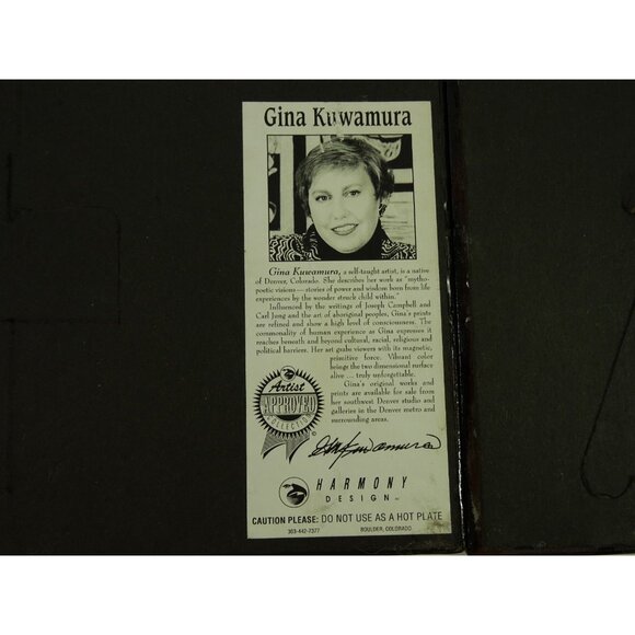 Gina Kuwamura Art Tiles Pair Singing Wind and Hopi Kachina Sunface 12x12in - Picture 11 of 13